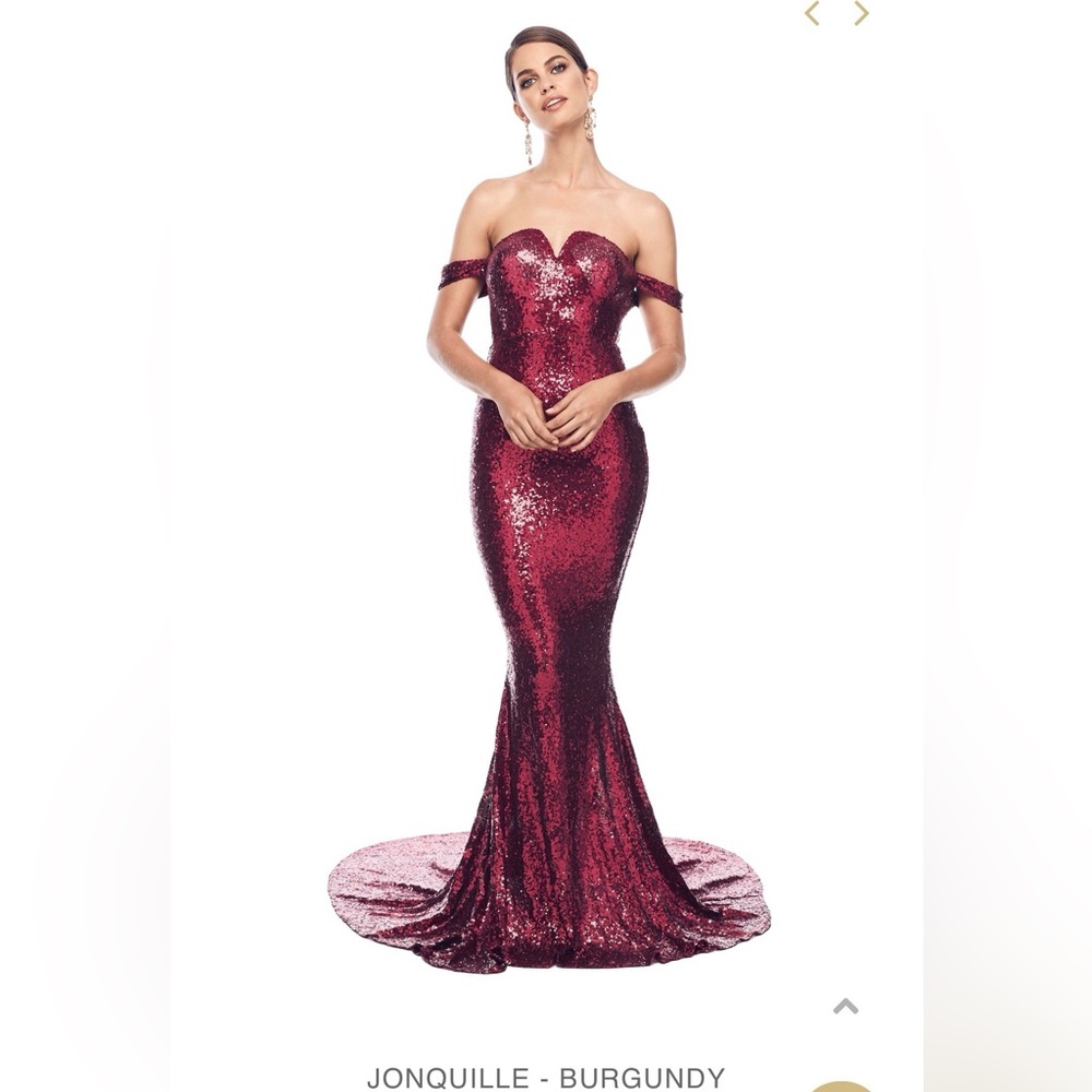 Alamour The Label Jonquille Burgundy Sequin Formal Prom Wedding Guest Dress S